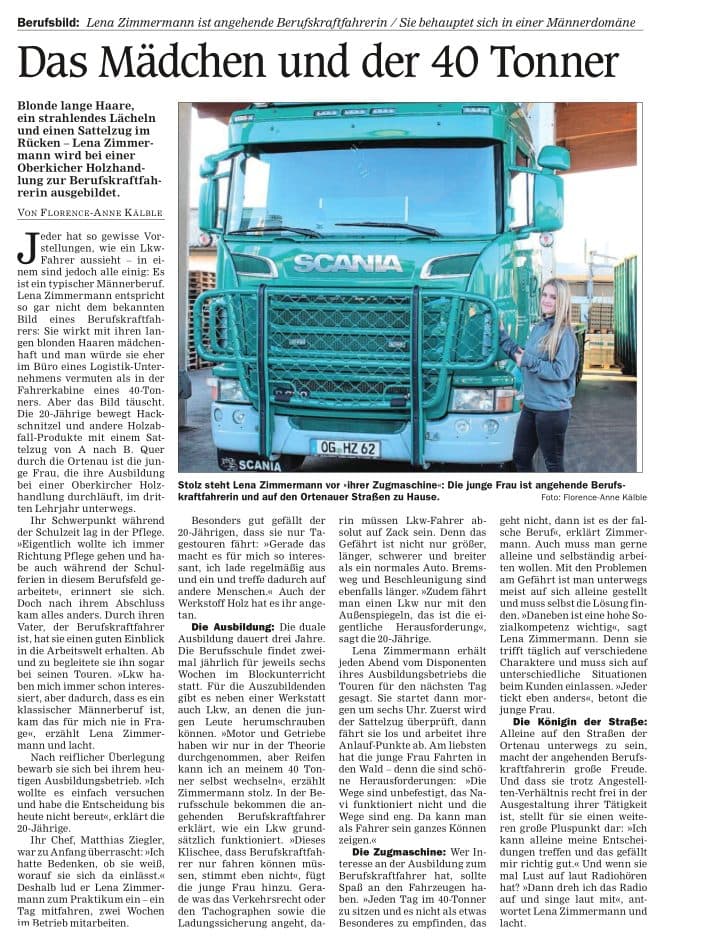 Titelseite: Das Mädchen und der 40-Tonner